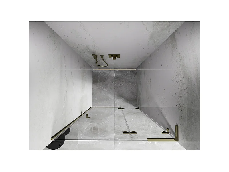 Mexen Lunar L kopalna desna vrata za prho 95 cm, prozorna, zlata - 834L-095-000-50-00-P