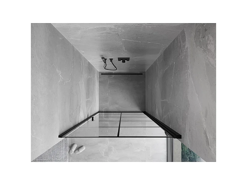 Mexen Mist-B porte de douche pivotante droite 90 cm, grille noire, noir - 8A2-090-000-70-77-P