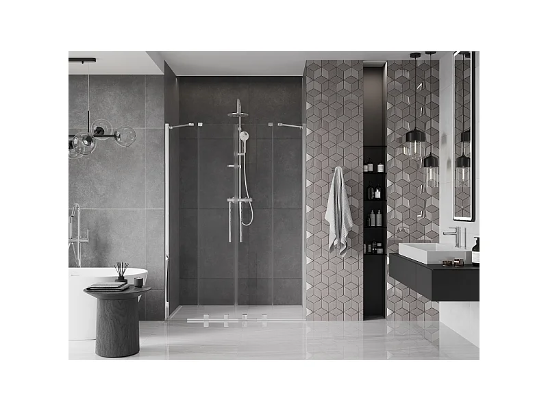 Mexen Velar Duo schuifbare douchedeuren 150 cm, transparant, chroom - 871-150-000-02-01