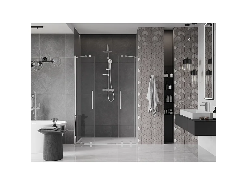 Mexen Velar Duo schuifbare douchedeuren 150 cm, transparant, chroom - 871-150-000-02-01