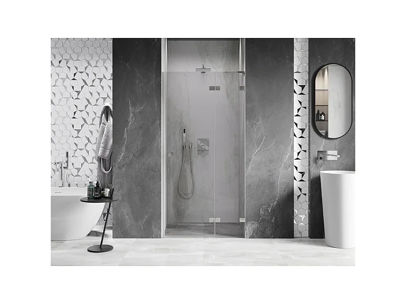 Mexen Lunar L porte de douche battante droite 120 cm, transparent, nickel brossé - 834L-120-000-97-00-P