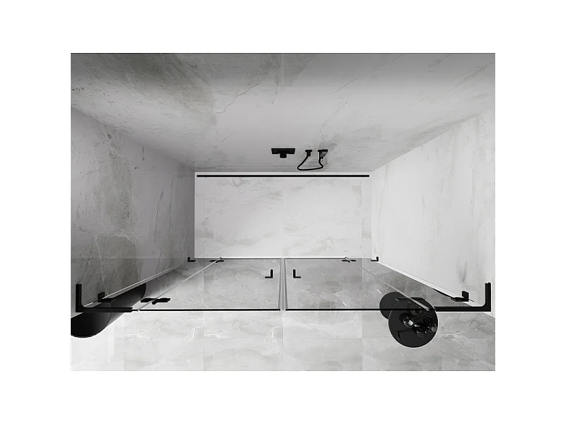 Mexen Lunar L Duo portas de duche de abrir 190 cm, transparentes, pretas - 834DL-190-000-70-00