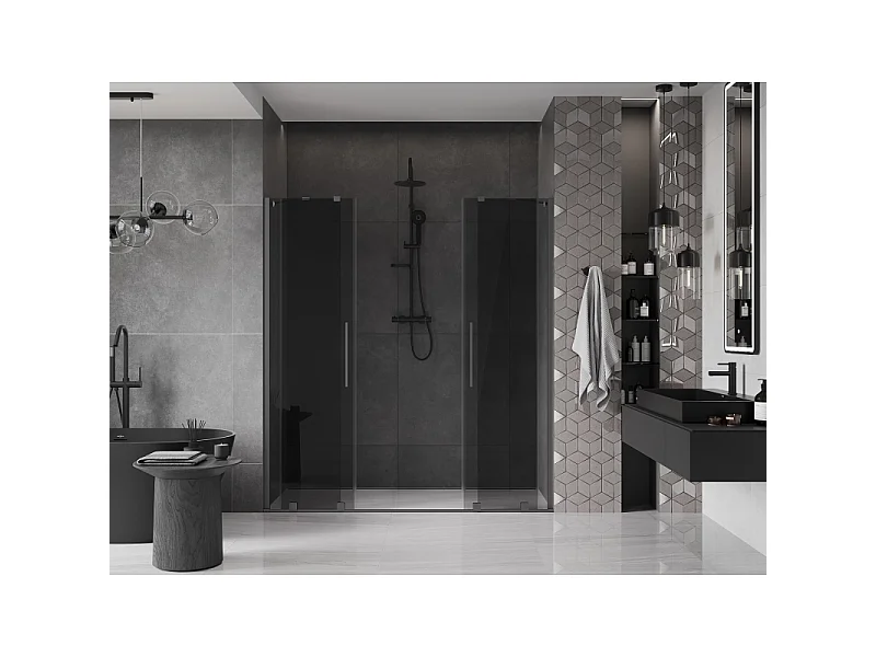 Mexen Velar Duo Schiebeduschtür 170 cm, Graphit, Gun Metal - 871-170-000-42-95