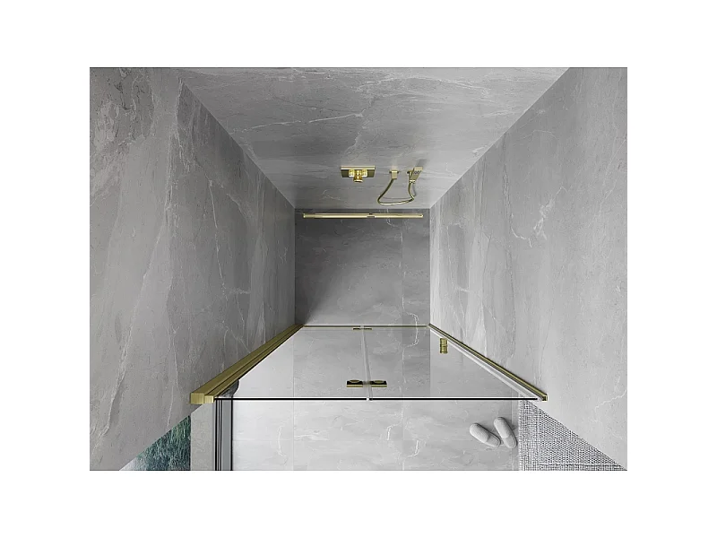 Mexen Mist-F vouwwand douchedeur links 85 cm, transparant, geborsteld goud - 8A6-085-000-55-00-L