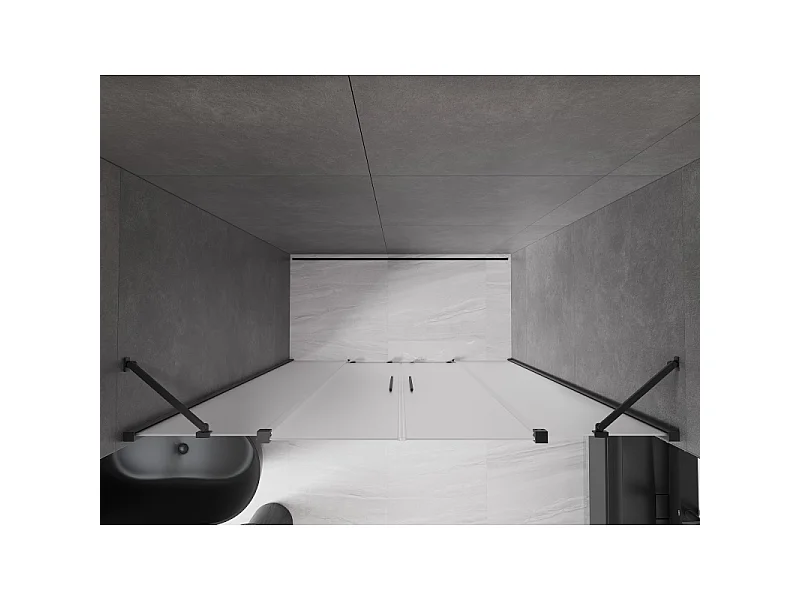 Mexen Velar Duo schuifdouchedeur 180 cm, matglas, zwart - 871-180-000-32-70