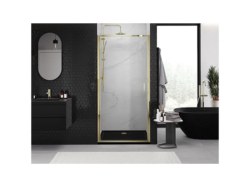Mexen Exo porte de douche pivotante 80 cm, transparent, doré - 817-080-000-50-00
