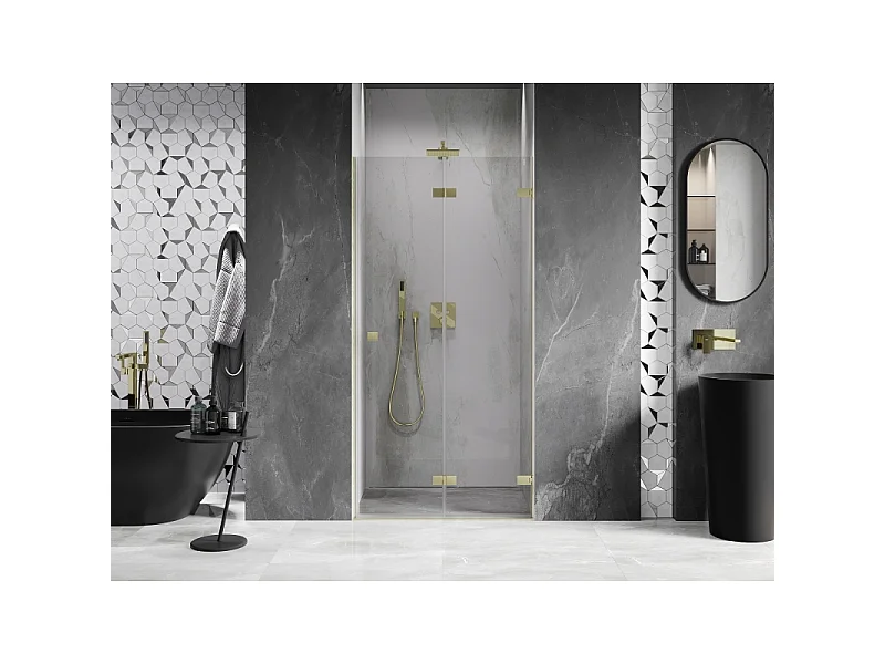 Mexen Lunar-F portes de douche pliantes à droite 100 cm, transparent, doré brossé - 836-100-000-55-00-P