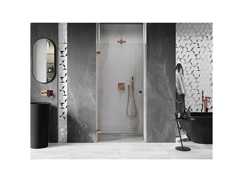 Mexen Lunar-B porte de douche pivotante gauche 95 cm, transparent, or rose - 832-095-000-60-00-L