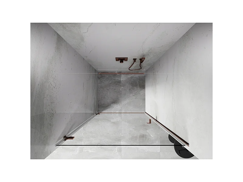 Mexen Lunar-B porte de douche pivotante gauche 95 cm, transparent, or rose - 832-095-000-60-00-L