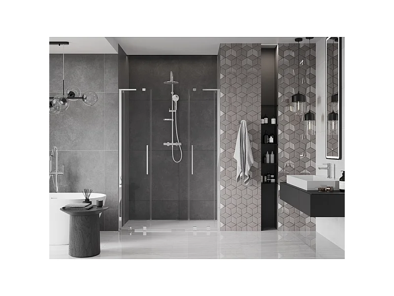 Mexen Velar L Duo Schiebetür 150 cm, transparent, Chrom - 871-150-003-02-01