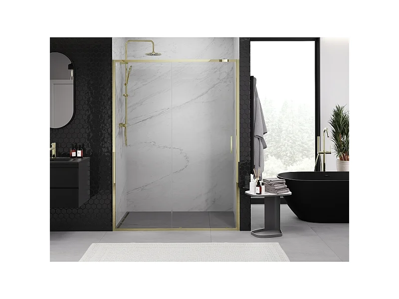 Mexen Exo porte de douche coulissante 150 cm, transparent, doré - 8151-150-000-50-00