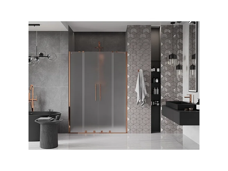Mexen Velar Duo schuifdouchedeur 150 cm, ijs, roze goud - 871-150-000-32-60