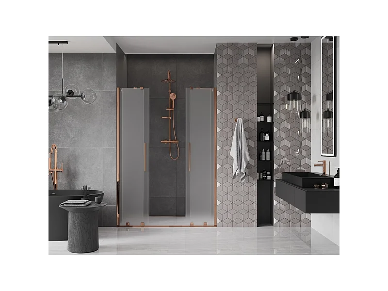 Mexen Velar Duo schuifdouchedeur 150 cm, ijs, roze goud - 871-150-000-32-60