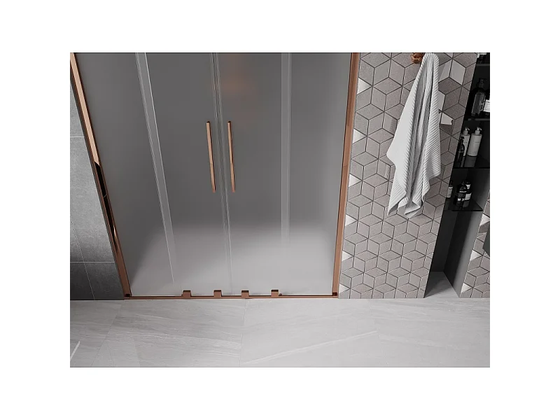 Mexen Velar Duo schuifdouchedeur 150 cm, ijs, roze goud - 871-150-000-32-60