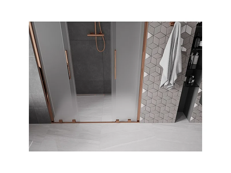 Mexen Velar Duo schuifdouchedeur 150 cm, ijs, roze goud - 871-150-000-32-60