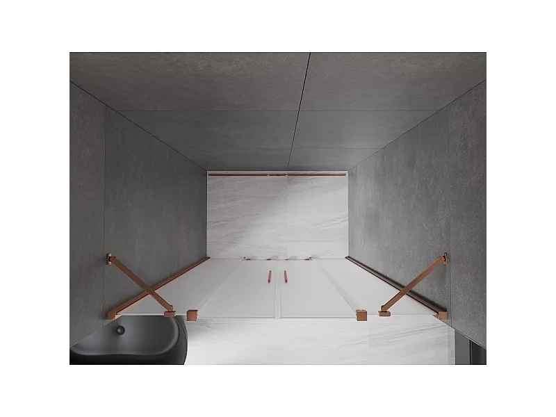 Mexen Velar Duo schuifdouchedeur 150 cm, ijs, roze goud - 871-150-000-32-60
