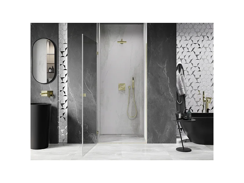 Mexen Lunar-B porte de douche pivotante gauche 65 cm, transparent, or brossé - 832-065-000-55-00-L