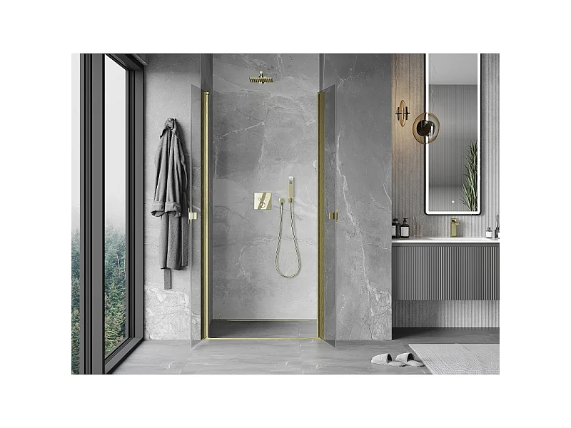 Mexen Mist Duschdrehtüren 110 cm, transparent, gold gebürstet - 8A7-110-000-55-00