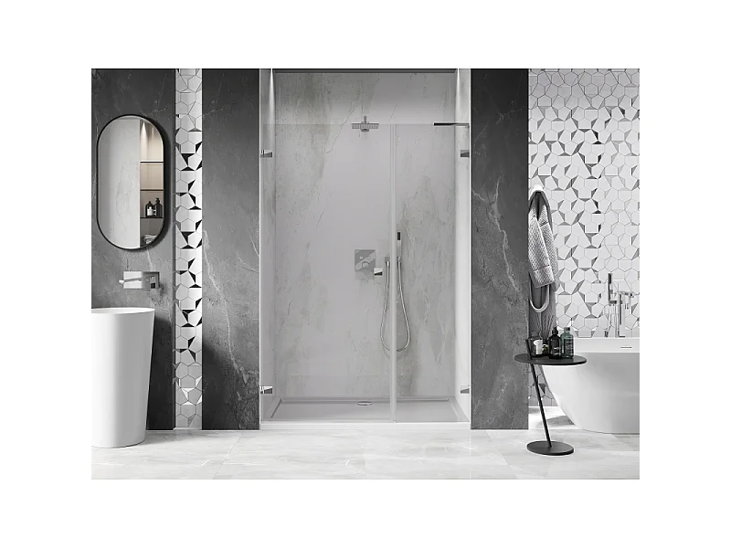 Mexen Lunar-B L drzwi prysznicowe uchylne lewe 120 cm, transparent, chrom - 832SL-120-050-01-00-L