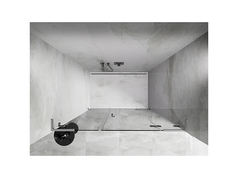 Mexen Lunar L højrehængte bruseafskærmninger 155 cm, transparent, krom - 834SL-155-050-01-00-P