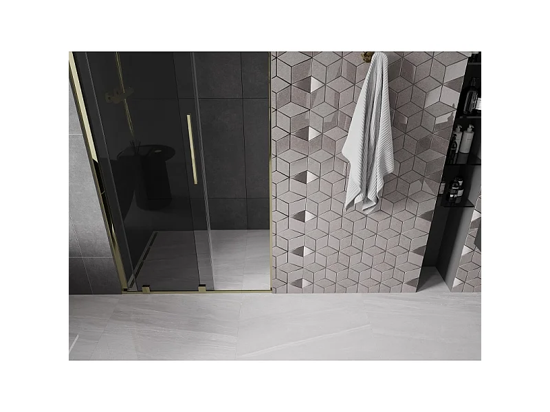Mexen Velar porte de douche coulissante 120 cm, graphite, or - 871-120-000-41-50