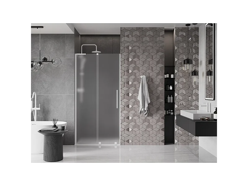 Mexen Velar L drsna tuš vrata 90 cm, mat, bela - 871-090-003-31-20