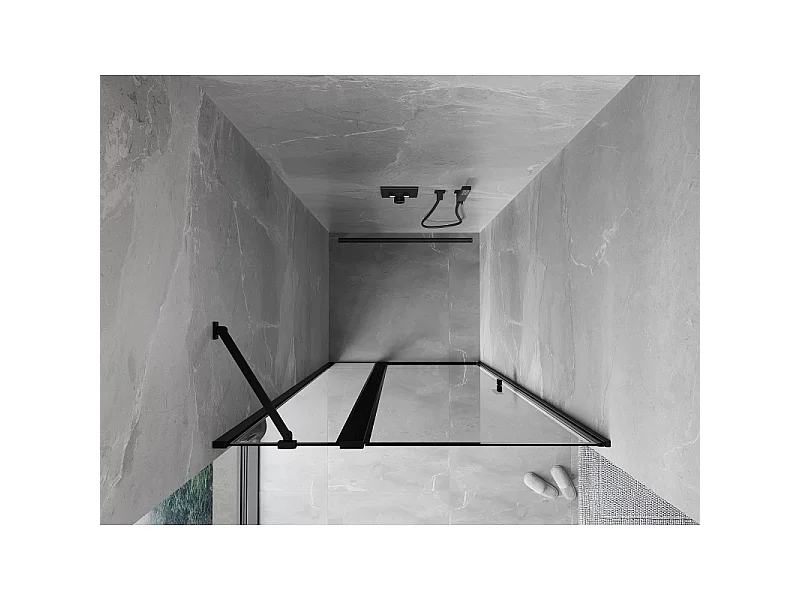 Mexen Mist douchedeur scharnierend links 80 cm, zwart frame, zwart - 8A4-080-000-70-70-L