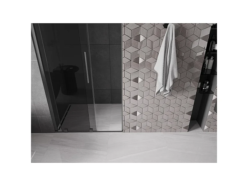 Mexen Velar portes de douche coulissantes 120 cm, graphite, gris canon brossé - 871-120-000-41-66
