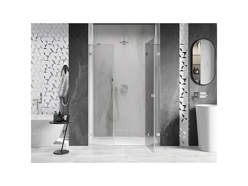 Mexen Lunar draaideur douchedeur rechts 130 cm, transparant, chroom - 834S-130-050-01-00-P