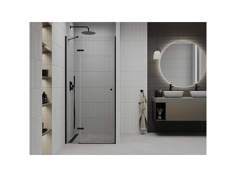 Mexen Roma svingbare brusedøre 120 cm, transparent, sorte - 854-120-000-70-00
