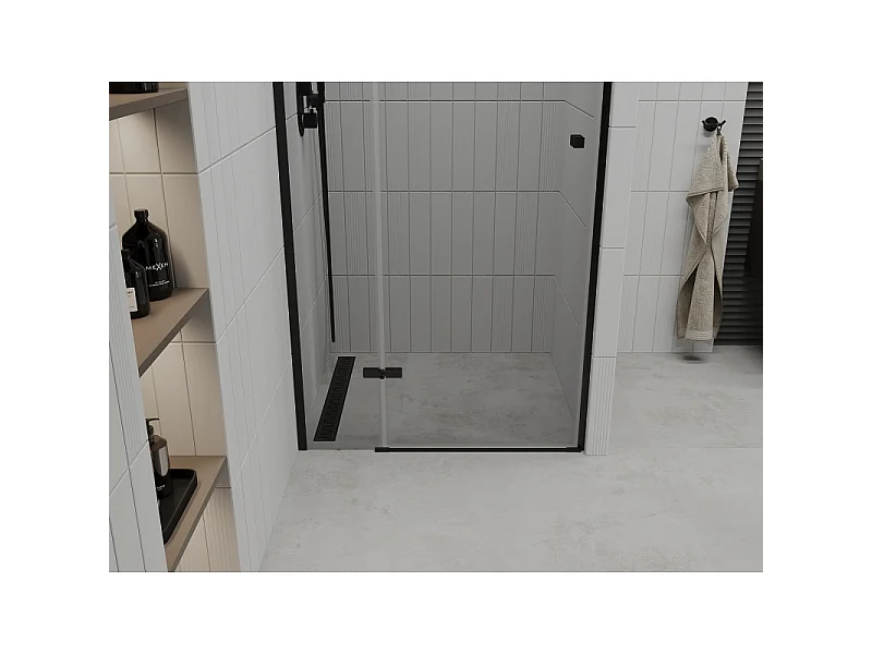 Mexen Roma svingbare brusedøre 120 cm, transparent, sorte - 854-120-000-70-00