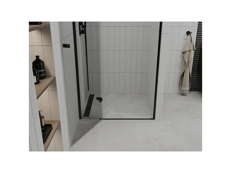 Mexen Roma svingbare brusedøre 120 cm, transparent, sorte - 854-120-000-70-00