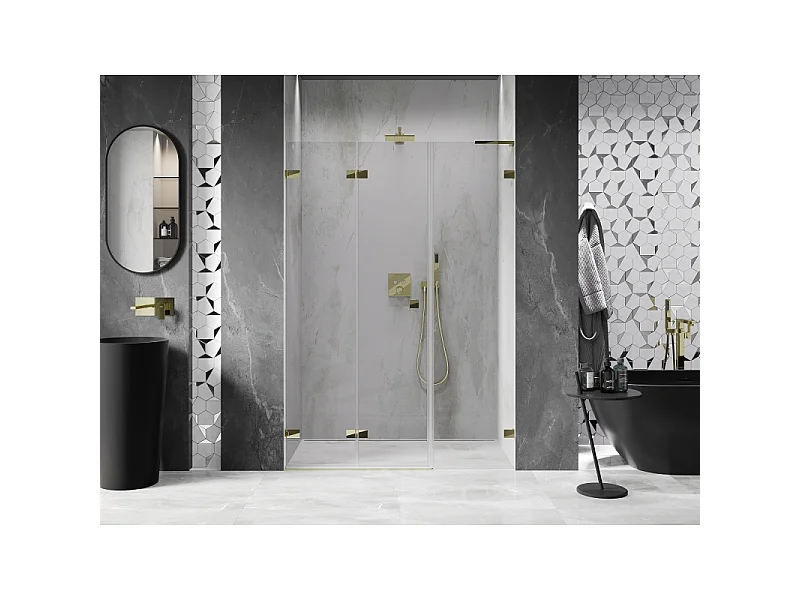 Mexen Lunar-F L porte de douche pliante gauche 120 cm, transparent, doré - 836SL-120-050-50-00-L