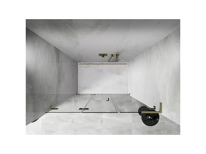 Mexen Lunar-F L porte de douche pliante gauche 120 cm, transparent, doré - 836SL-120-050-50-00-L