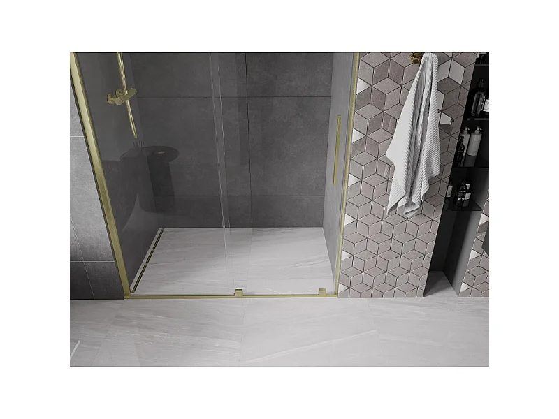 Mexen Velar portes de douche coulissantes 160 cm, transparentes, or brossé - 871-160-000-01-55