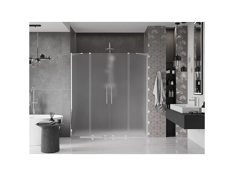 Mexen Velar Duo puertas de ducha correderas 170 cm, escarchado, cromo - 871-170-000-32-01