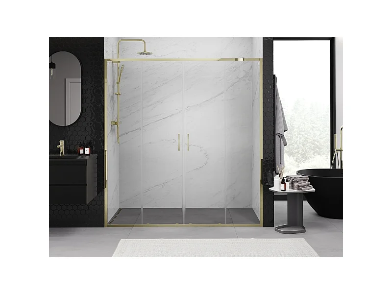 Mexen Exo porte de douche double coulissante 190 cm, transparent, doré - 8152-190-000-50-00
