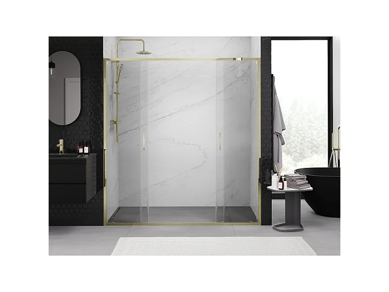Mexen Exo porte de douche double coulissante 190 cm, transparent, doré - 8152-190-000-50-00