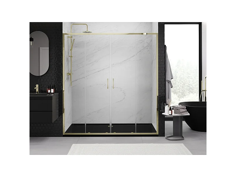 Mexen Exo porte de douche double coulissante 190 cm, transparent, doré - 8152-190-000-50-00