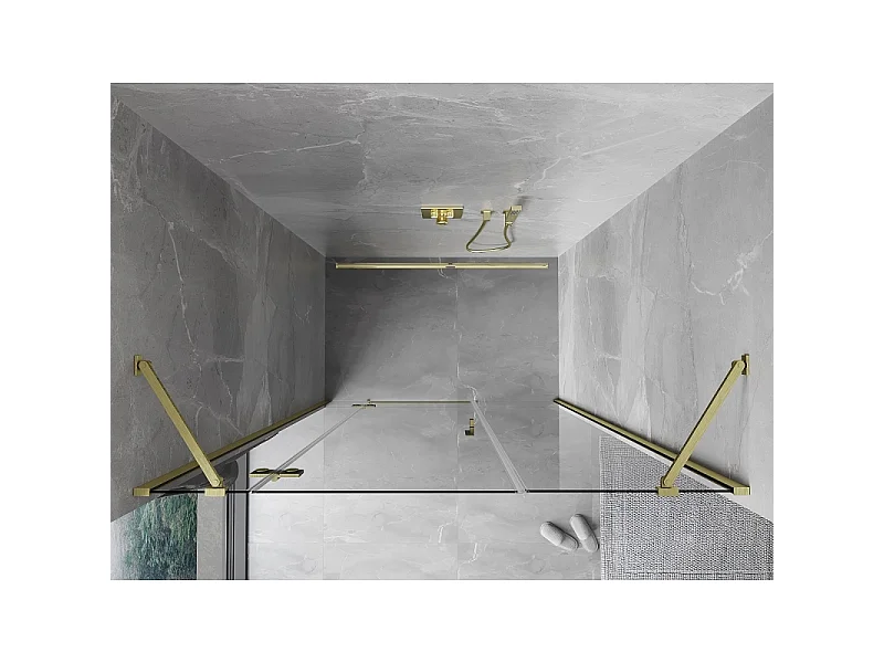 Mexen Mist-H porte de douche pivotante gauche 160 cm, transparent, doré brossé - 8A5-160-001-55-00-L