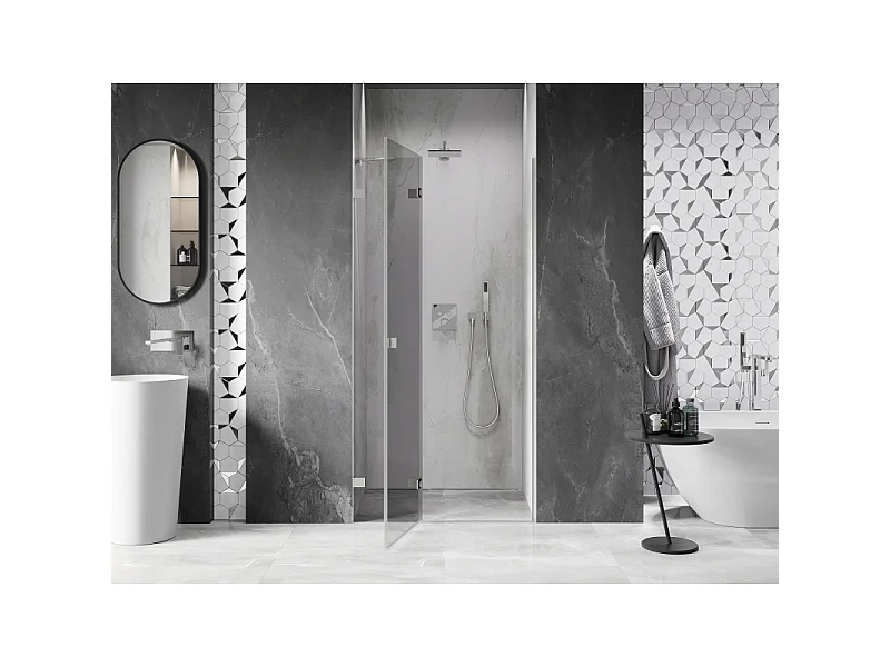 Mexen Lunar porte de douche pivotante gauche 120 cm, transparent, nickel brossé - 834-120-000-97-00-L