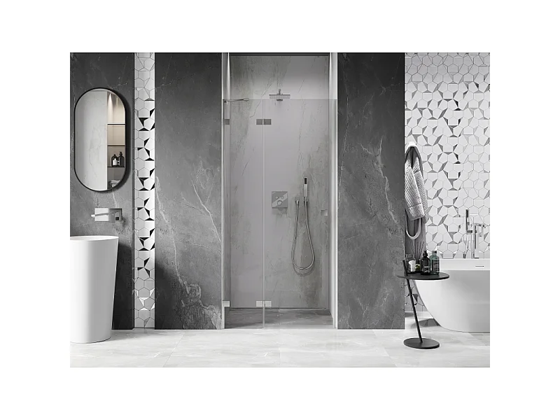 Mexen Lunar porte de douche pivotante gauche 120 cm, transparent, nickel brossé - 834-120-000-97-00-L