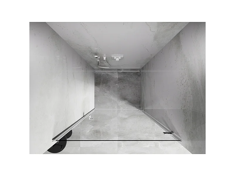 Mexen Lunar-B portes de douche pivotantes droites 90 cm, transparentes, blanc - 832-090-000-20-00-P