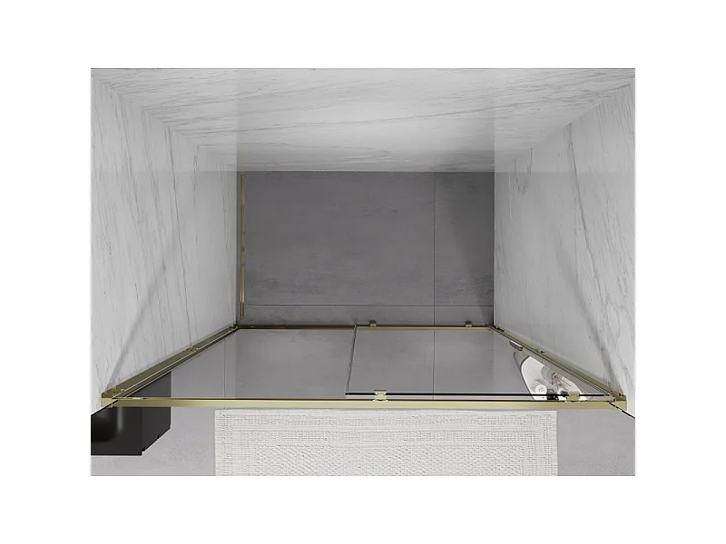 Mexen Exo Schiebetür für Dusche 155 cm, transparent, gold - 8151-155-000-50-00