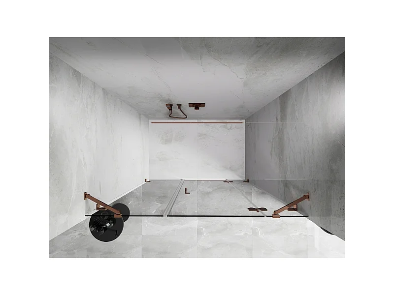 Mexen Lunar porte de douche pivotante droite 120 cm, transparent, or rose - 834S-120-050-60-00-P