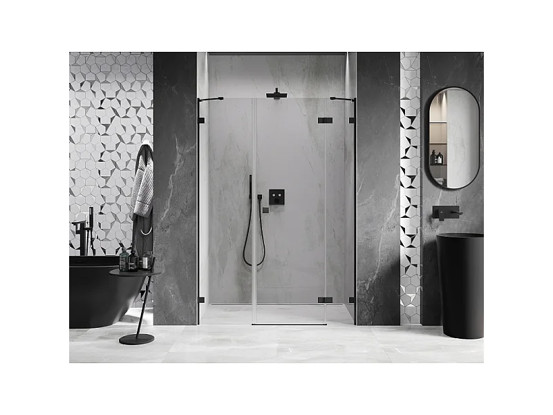 Mexen Lunar porte de douche pivotante droite 120 cm, transparent, noir - 834S-120-050-70-00-P