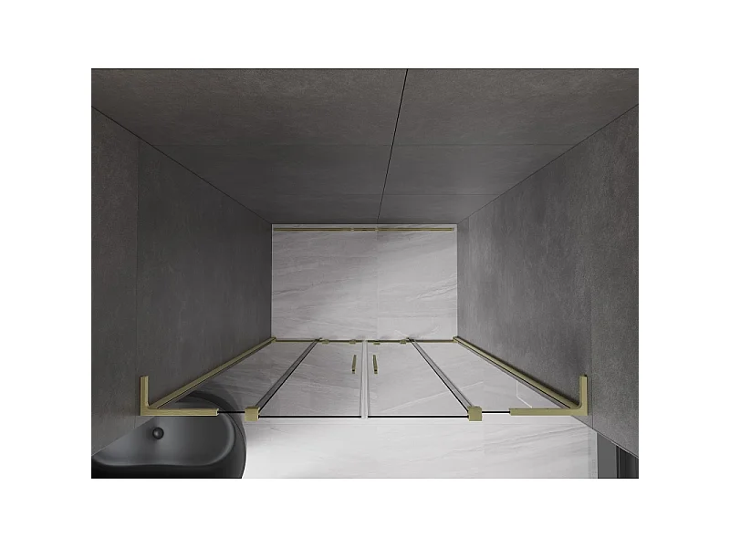 Mexen Velar L Duo Schiebeduschtür 150 cm, Graphit, gebürstet Gold - 871-150-003-42-55