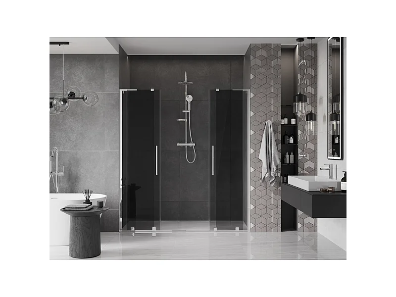 Mexen Velar L Duo drsna vrata za prho 170 cm, grafitna, krom - 871-170-003-42-01