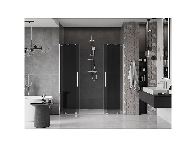 Mexen Velar Duo Schiebetüren für Dusche 200 cm, Grafit, Chrom - 871-200-000-42-01