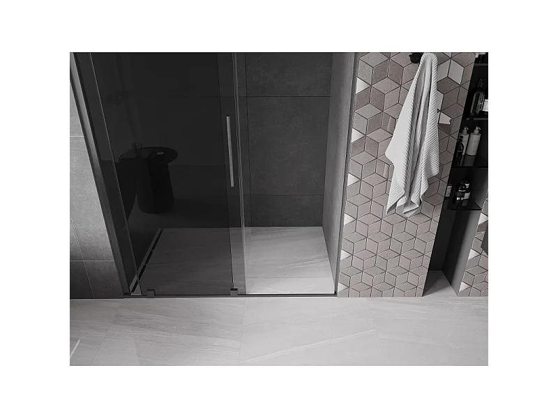 Mexen Velar porte de douche coulissante 130 cm, graphite, gris canon brossé - 871-130-000-41-66